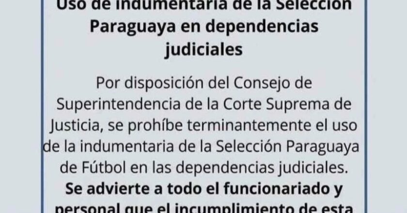 Corte Suprema ratifica prohibición de usar la camiseta de la Albirroja en todas las sedes judiciales