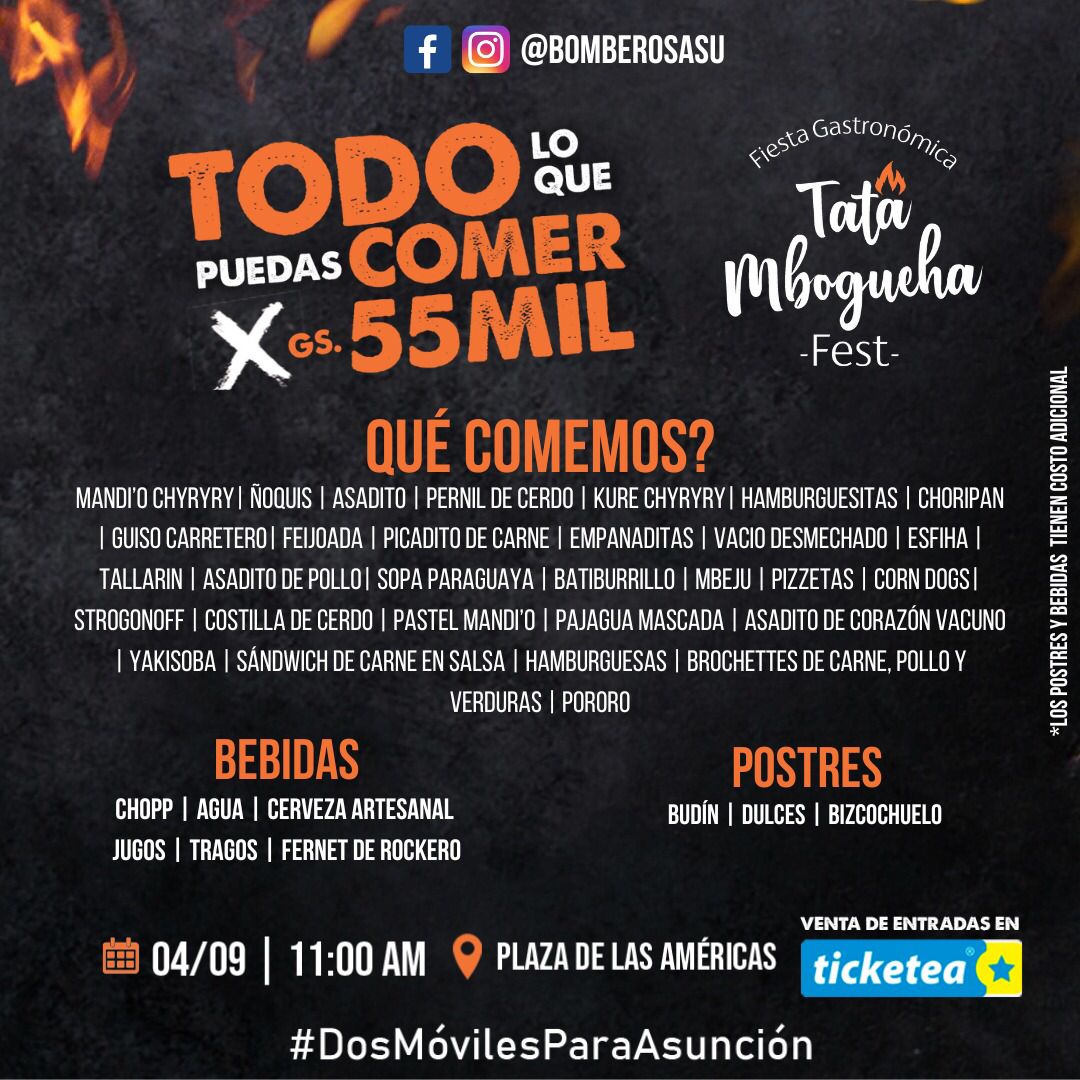 "Tata Mbogueha Fest", the gastronomic festival for the benefit of the Firefighters of Asunción