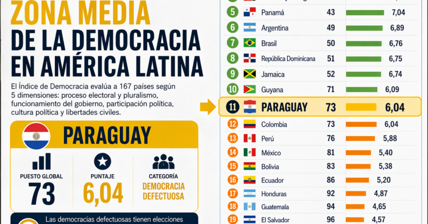Paraguay se mantiene como “democracia defectuosa” y queda rezagado en el ranking regional