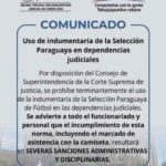 Corte Suprema ratifica prohibición de usar la camiseta de la Albirroja en todas las sedes judiciales