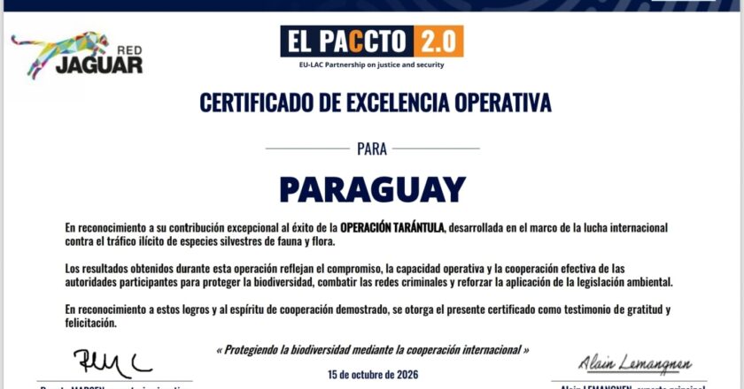 Paraguay es reconocido a nivel internacional por su lucha contra el tráfico ilegal de fauna y flora